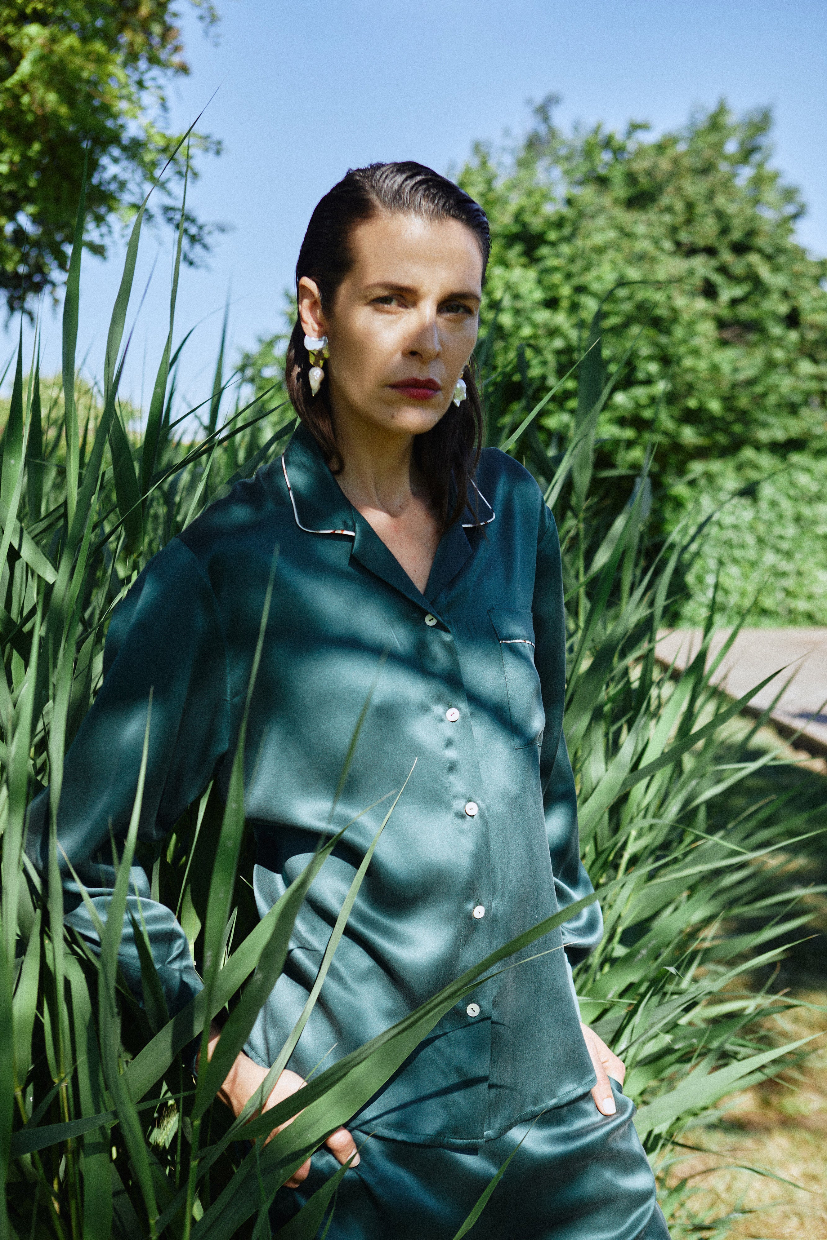 Emerald Green Silk Pyjama Set