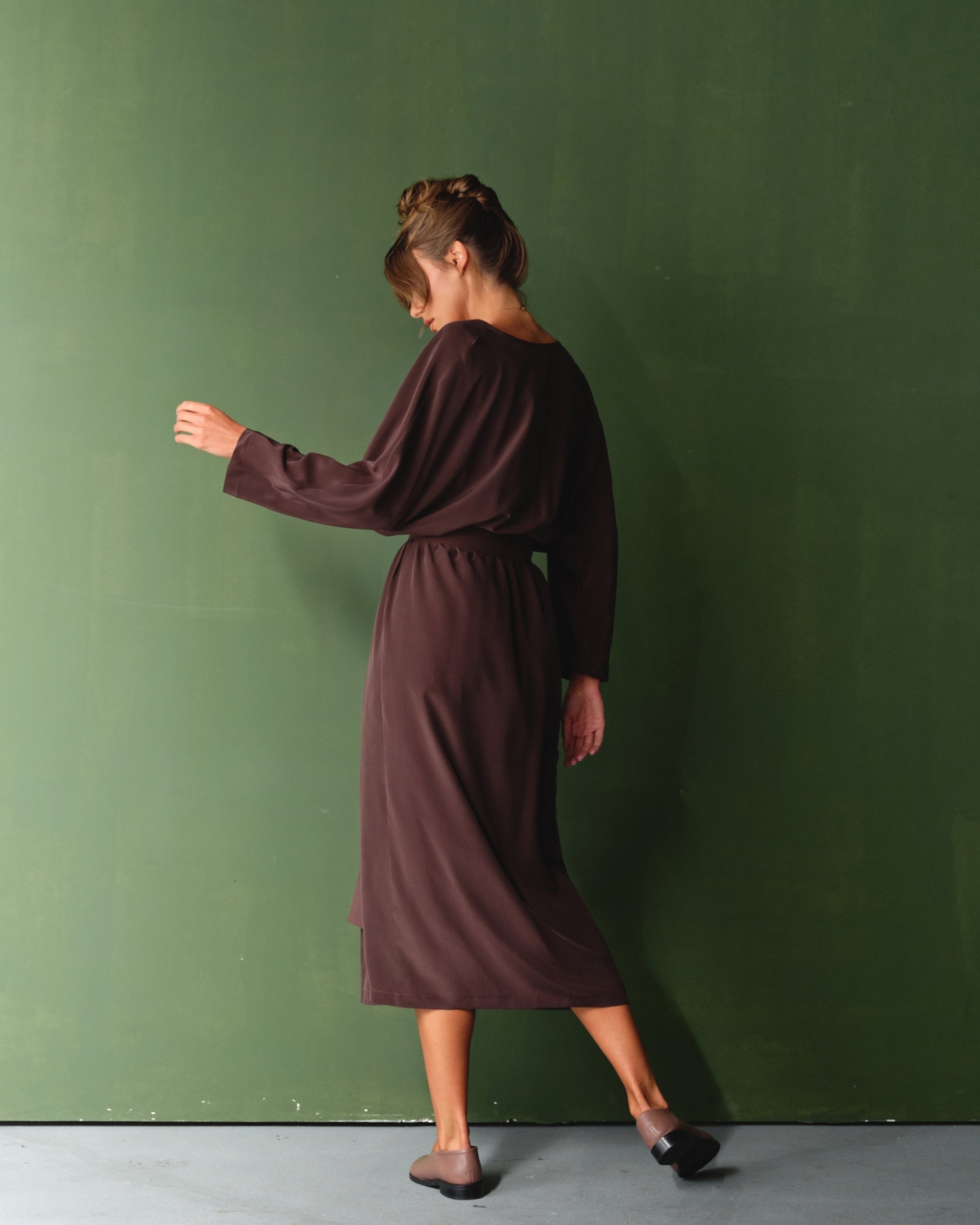 Long Sleeve Silk Dress