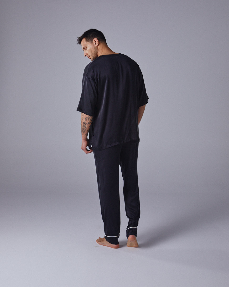 Paris Elegance Mens Wide Blouse With Short Sleeves
