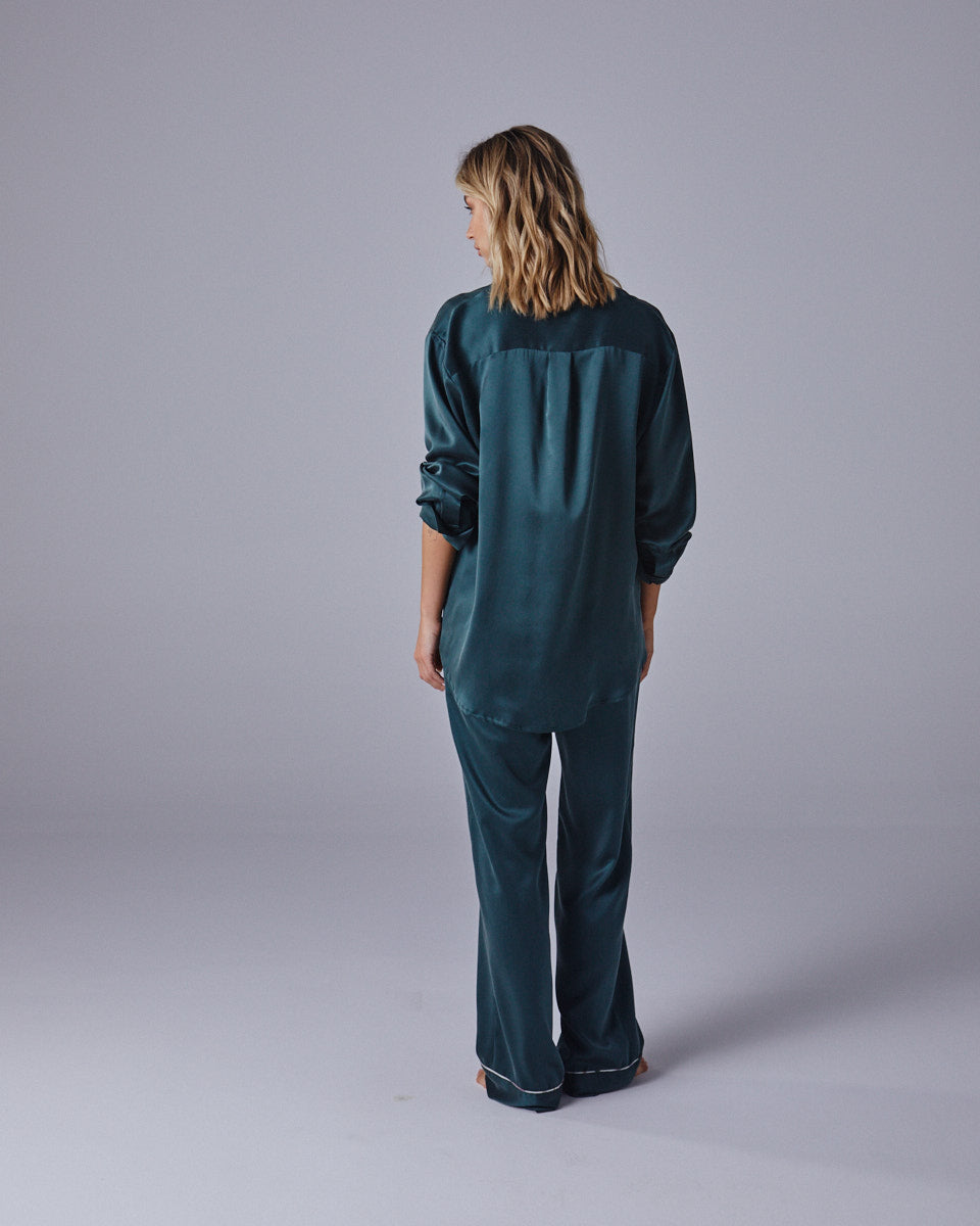 Emerald Green Silk Pyjama Set