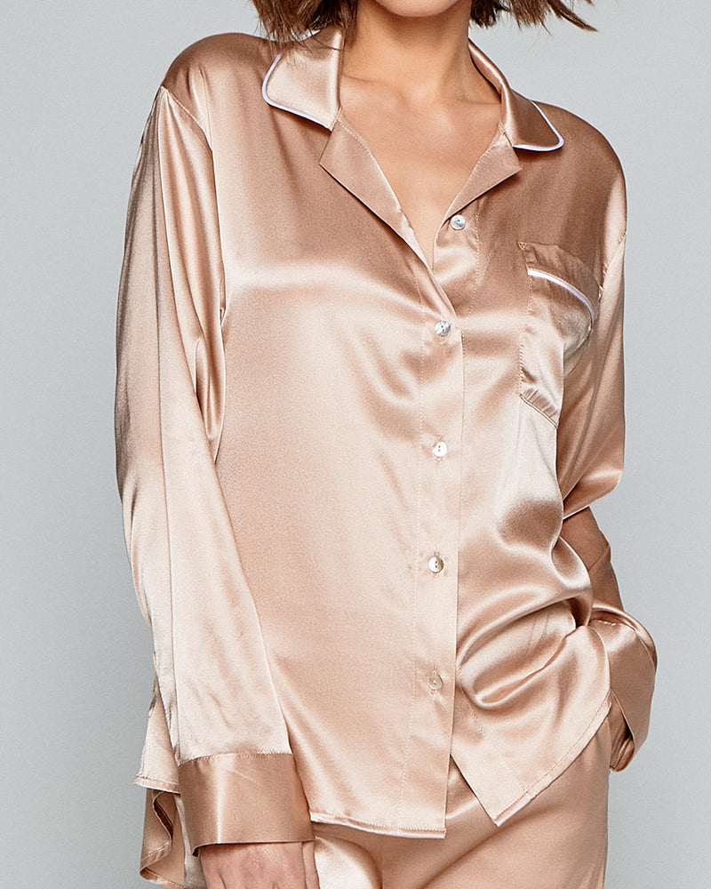 Pale Blush Silk Pyjama Set