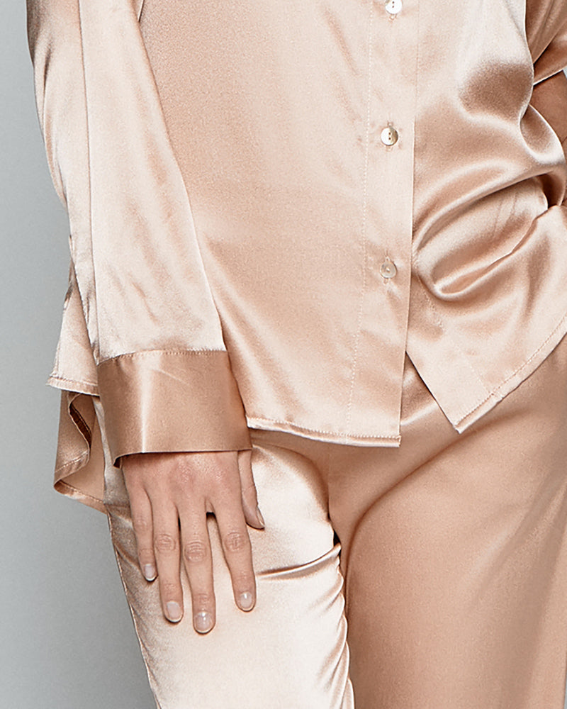 Pale Blush Silk Pyjama Set