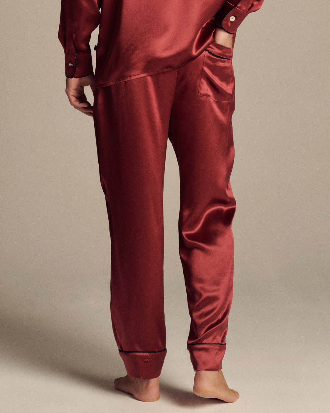 Burgundy Love Silk Mens Pyjama Set