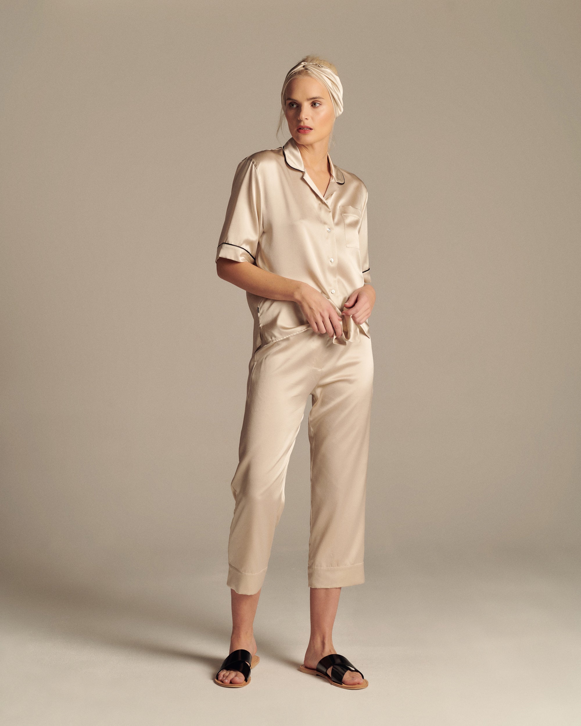 Silk Cropped Pyjama Trouser
