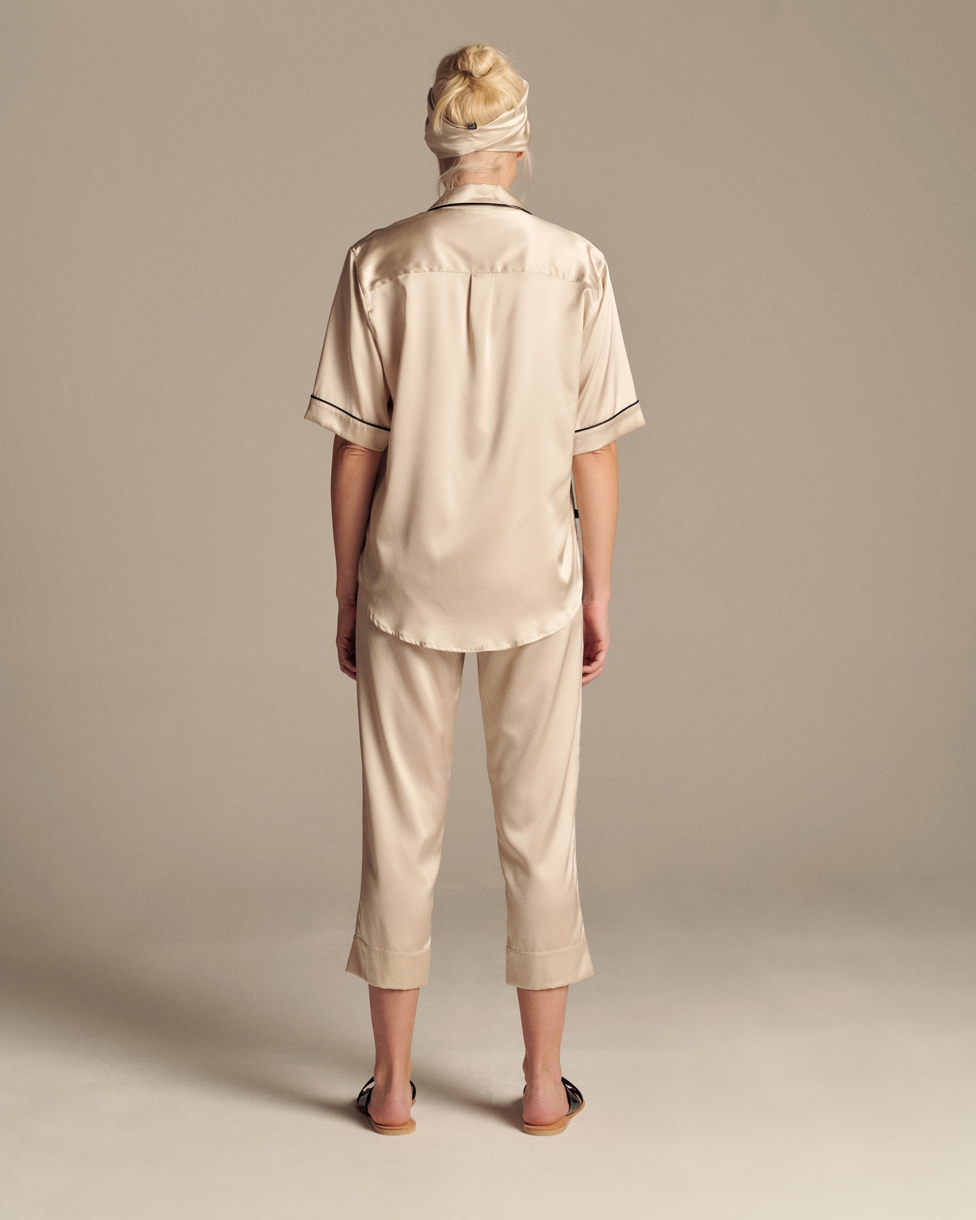 Champagne Silk Cropped Pyjama Set
