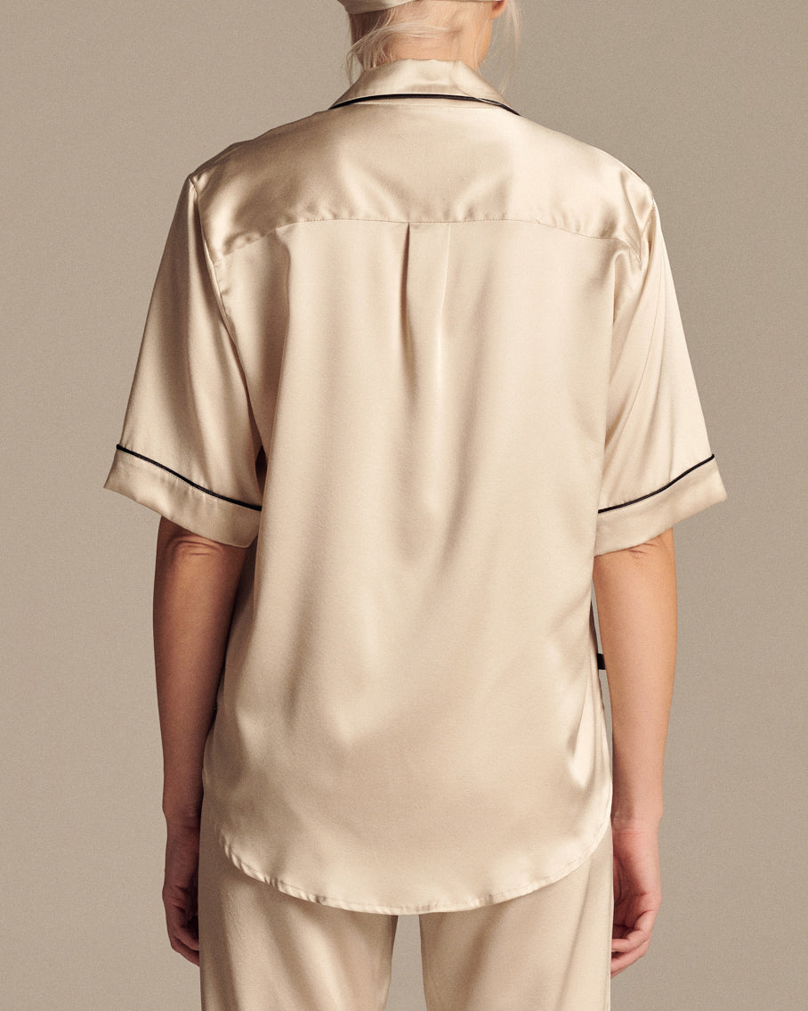 Champagne Silk Cropped Pyjama Set
