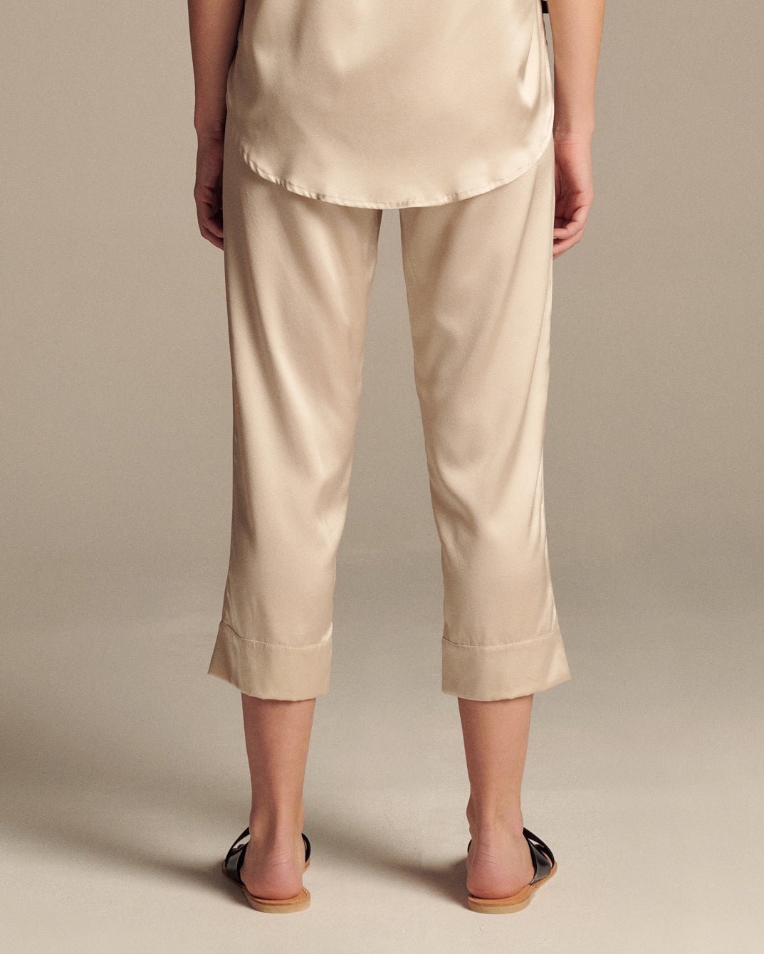 Champagne Silk Cropped Pyjama Set