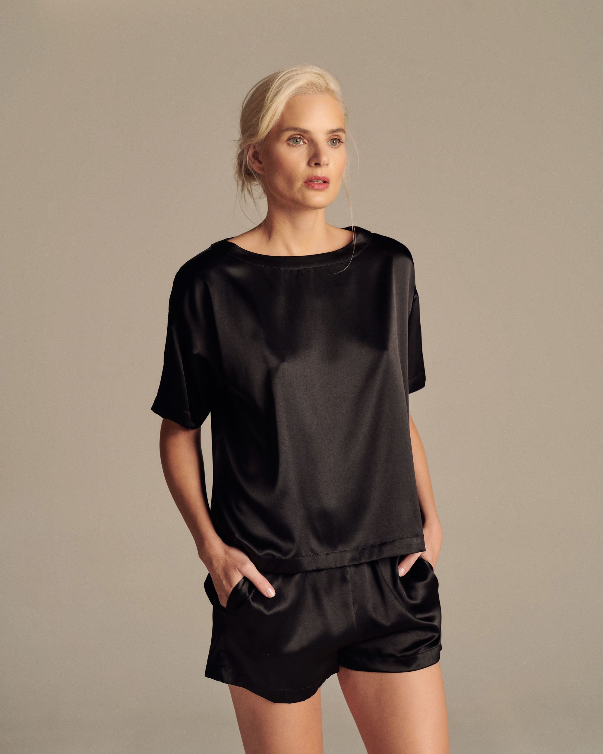 Paris Elegance Silk Shorts – size S