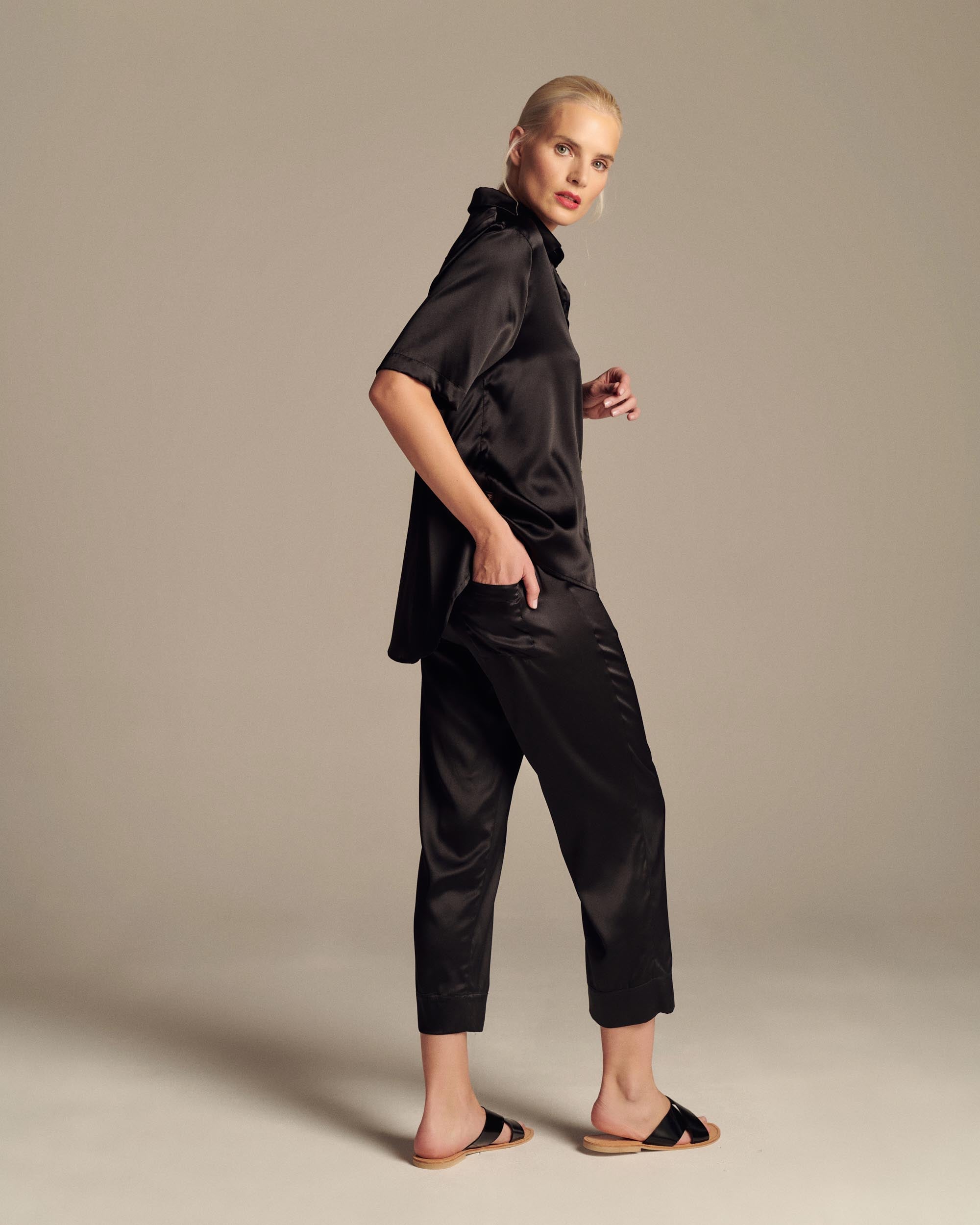 Silk Cropped Pyjama Set