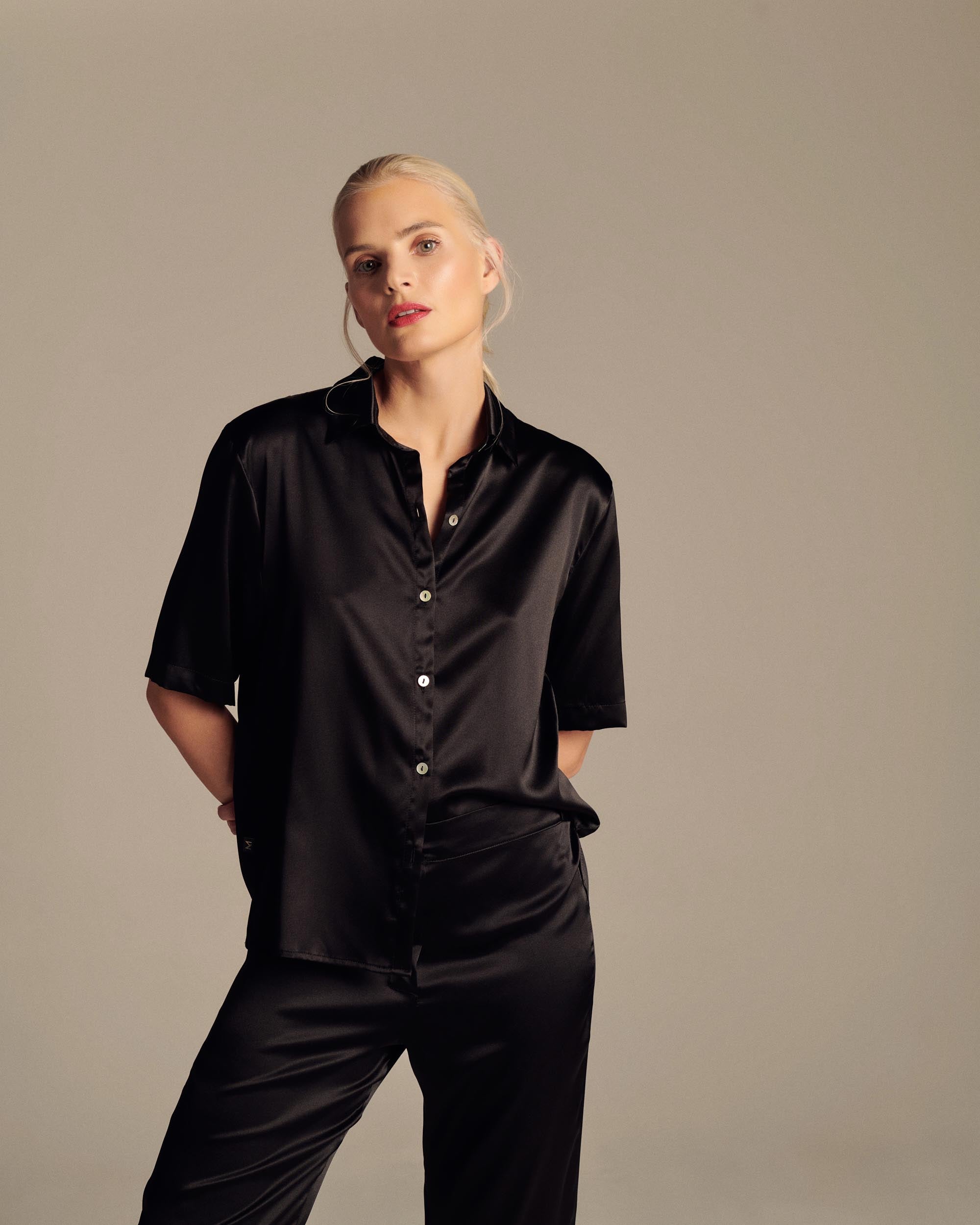 Silk Cropped Pyjama Shirt