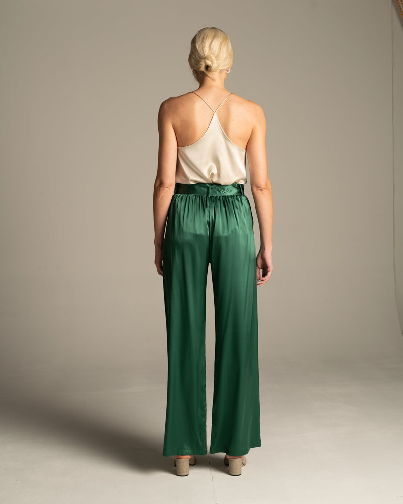 Green Bamboo Silk Pants