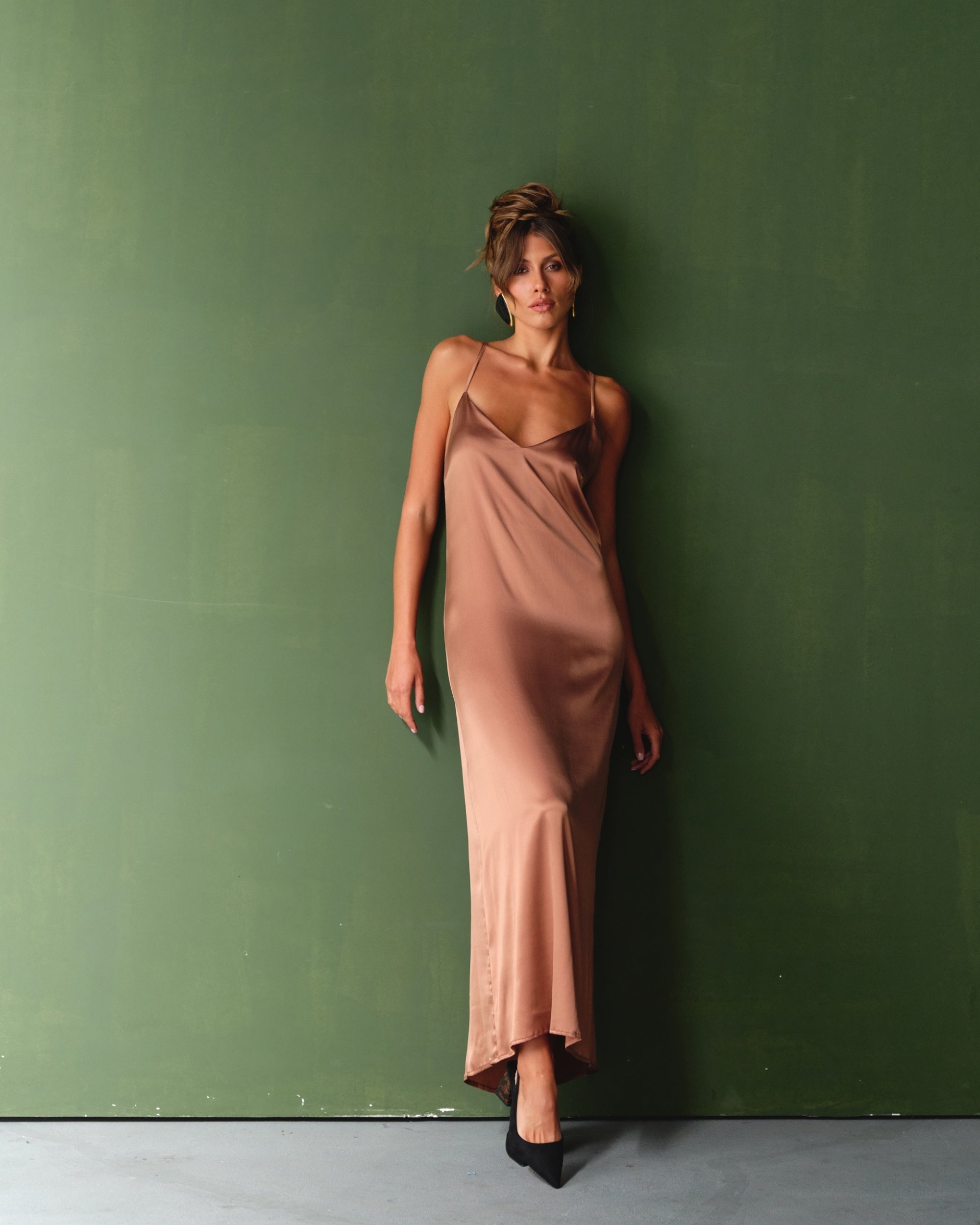 V Neck Silk Dress